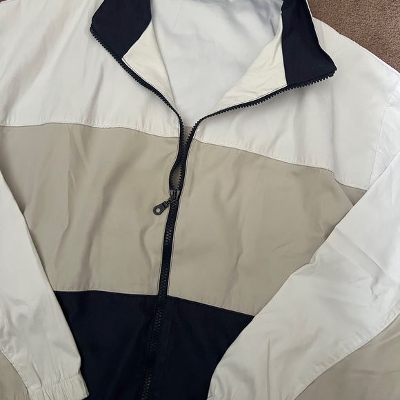 Men's Colorblock Jacket - Cream, Tan, and Navy - Picture 2 of 3
